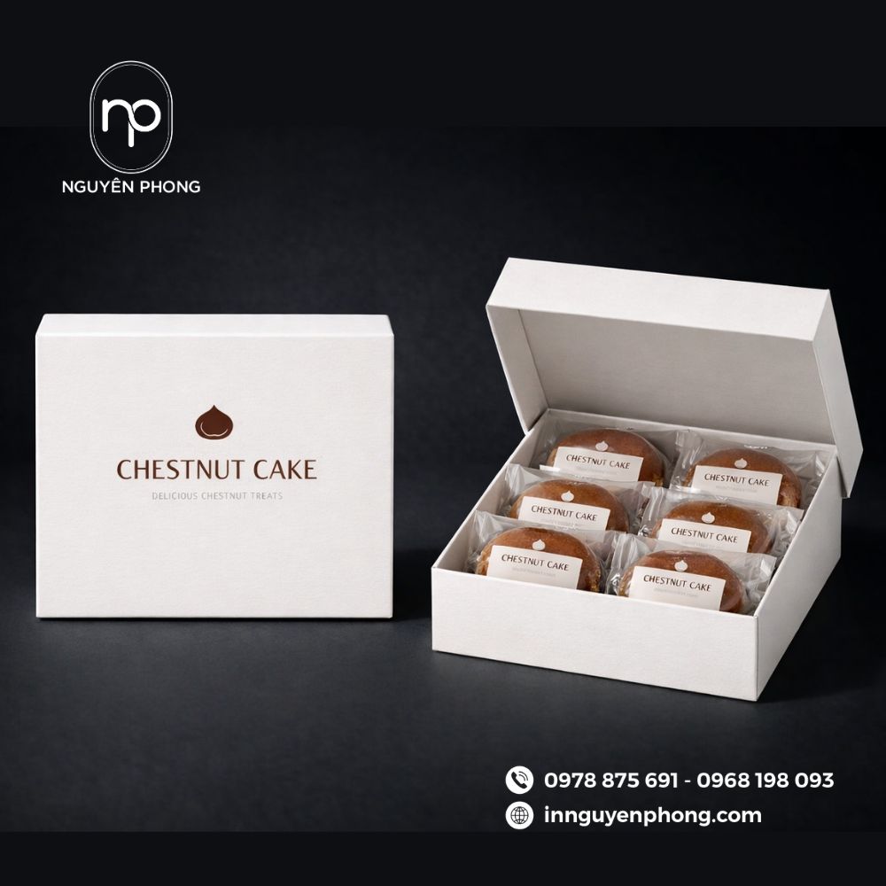 In hộp giấy đựng bánh hạt dẻ

